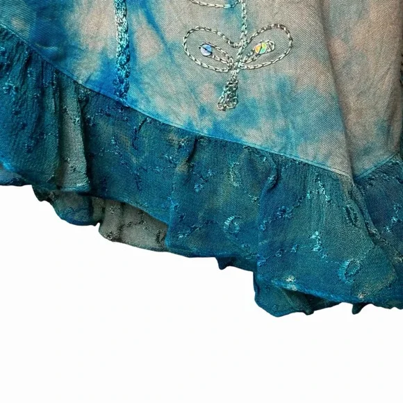 Y2K Raga Women's Flutter Shorts Skort Size L‎ Embroidered Tie Dye Boho Fairycore - Picture 4 of 11